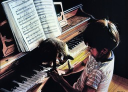 Boy and Cat at Piano